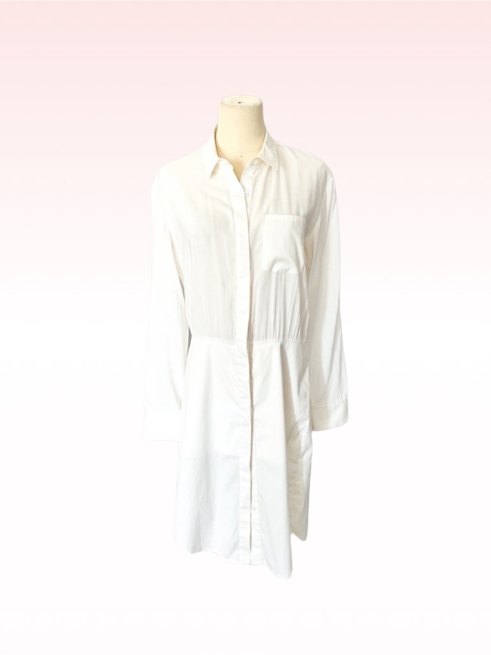 THEORY White Button Down Long Sleeve Dress (Sz 8)